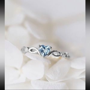 Silver Blue Heart Ring